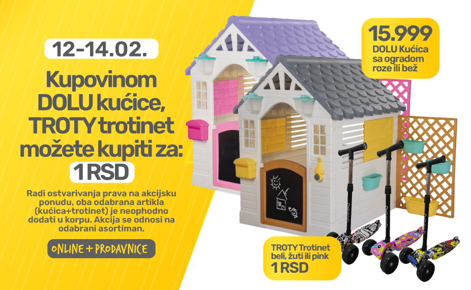 Dolu kućice + trotinet MnM