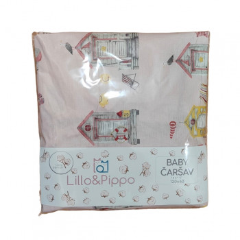 Lillo&Pippo čaršav lastiš, Kućice, 60x120cm 