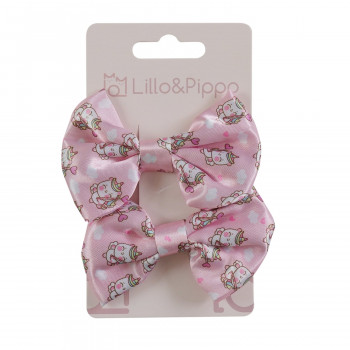 Lillo&Pippo šnalice za kosu mašna roze jednorog 