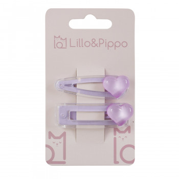 Lillo&Pippo šnalice za kosu ljubičasto srce 