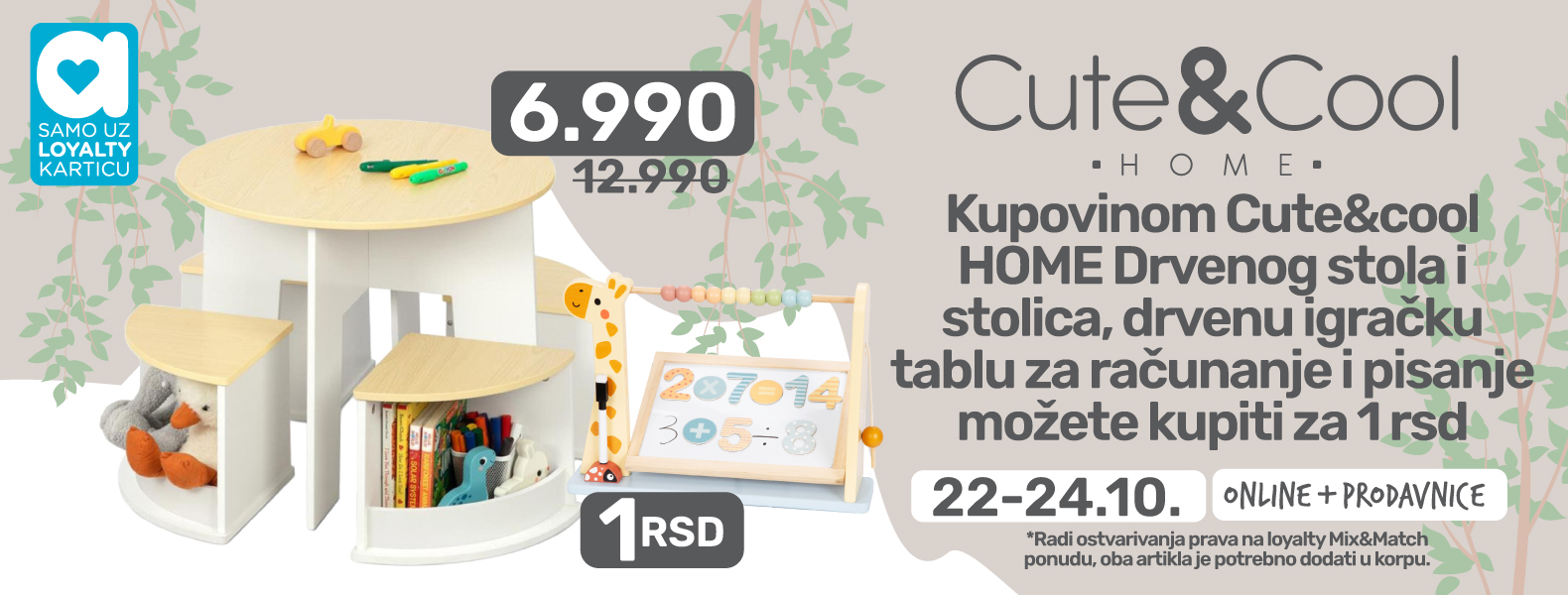 Cute&Cool sto/stolice + tabla