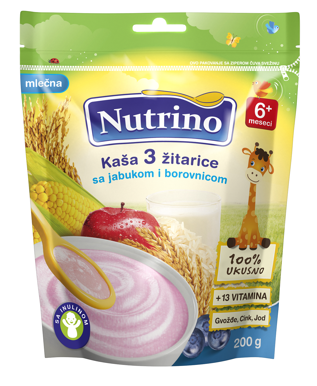 Nutrino ml. instant kaša 3 žit sa jab i boro. 200g