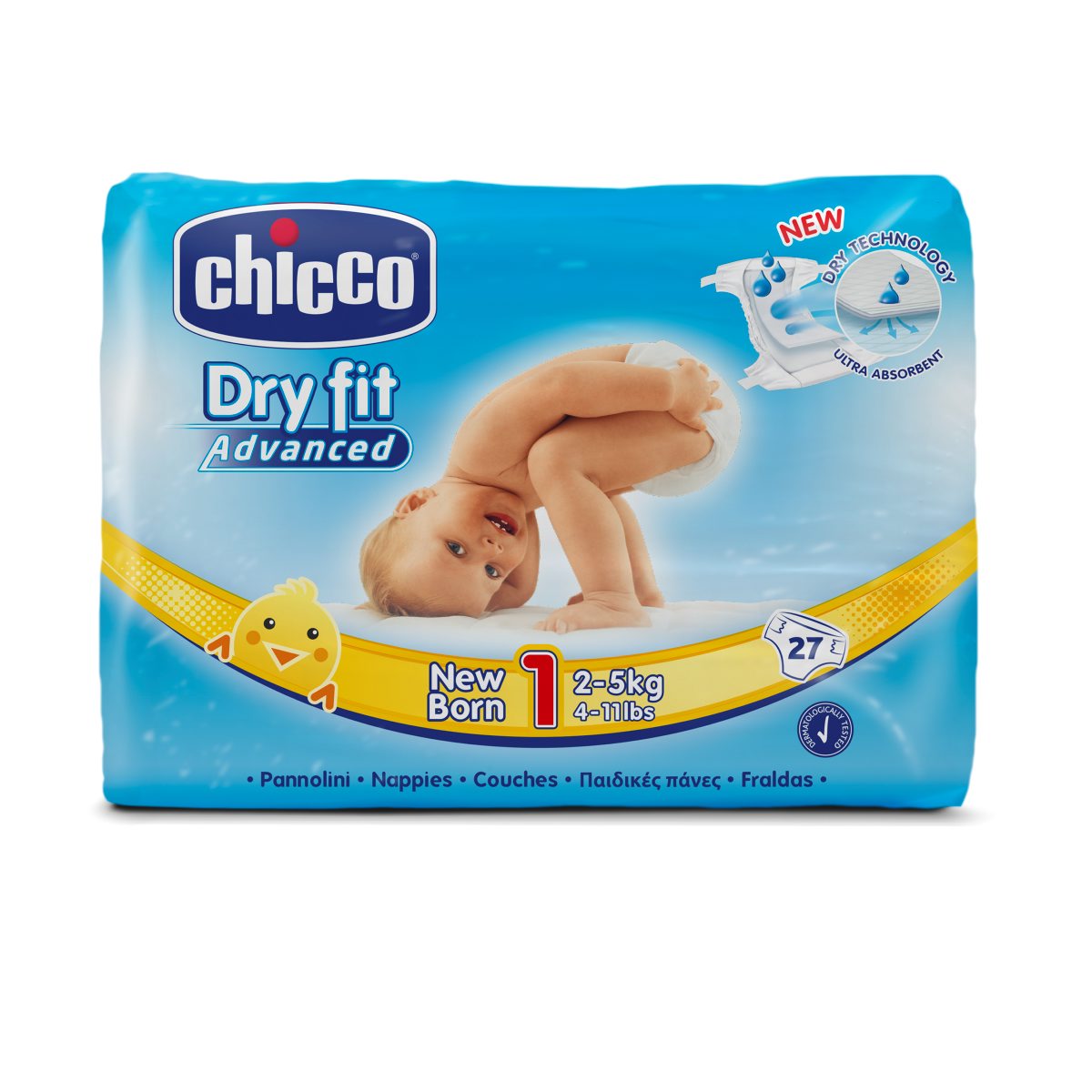Chicco pelene DRYFIT 1 Newborn, 2-5 kg ,27 kom.