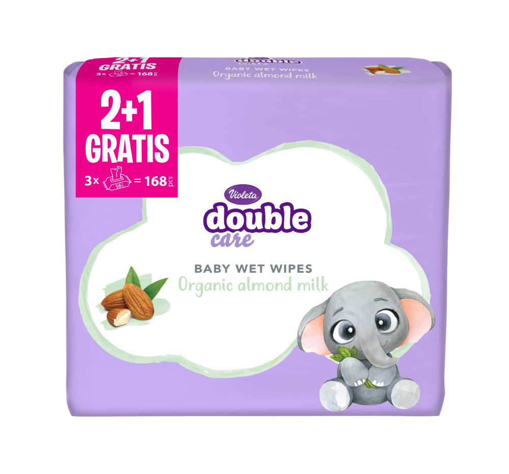 Violeta baby vlažne maramice badem 3x56kom