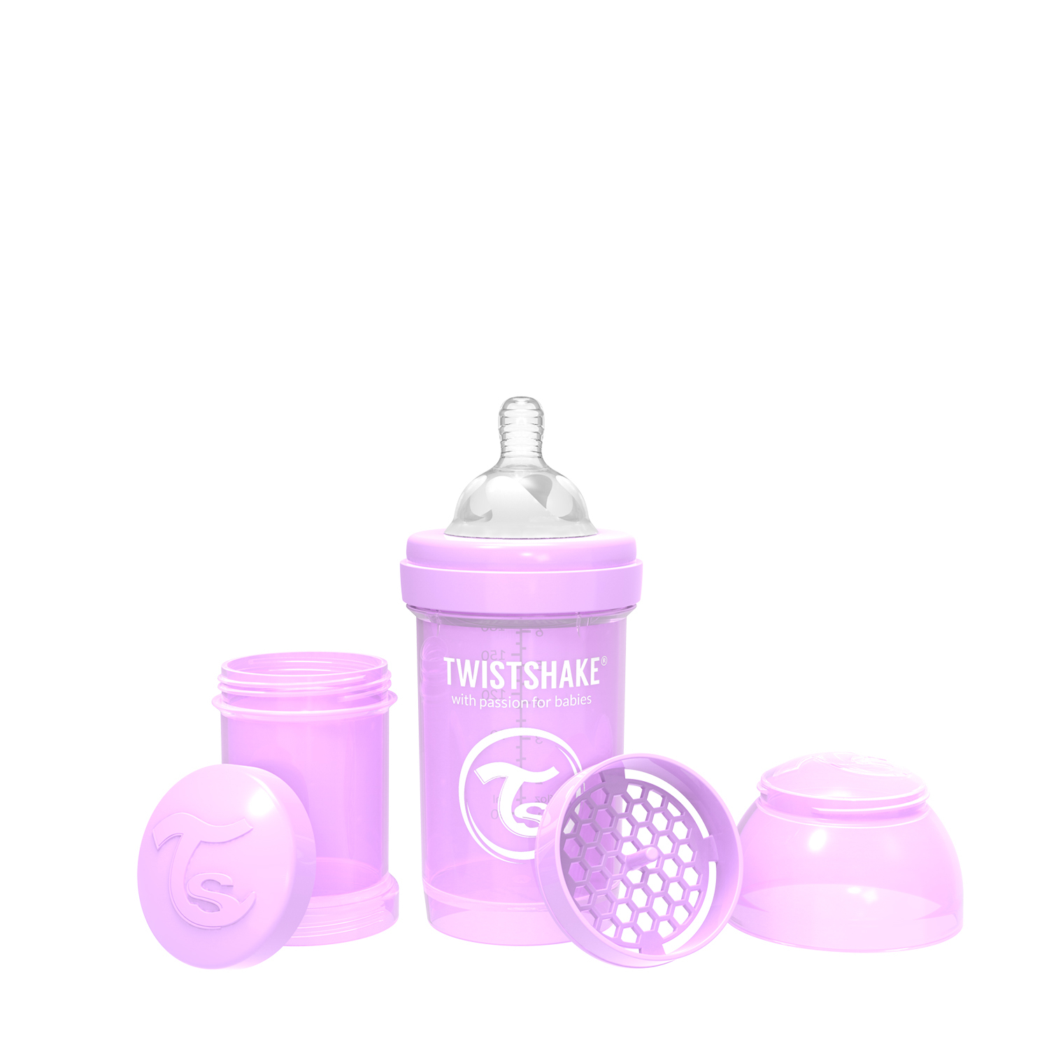TS flašica anti-colic 180ml pastelna ljubičasta