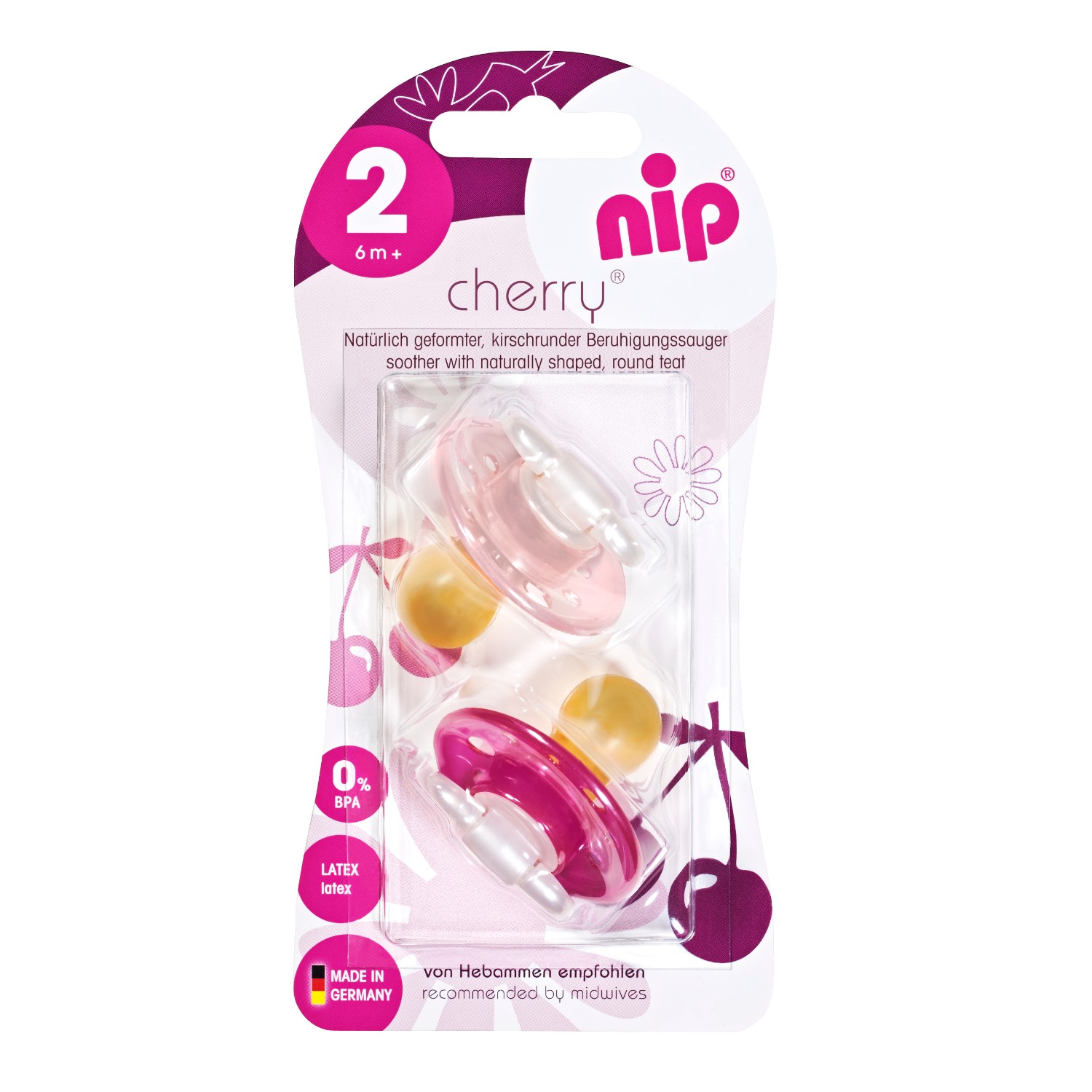 Nip laža višnjica od kaučuka 6+, pink 2 kom