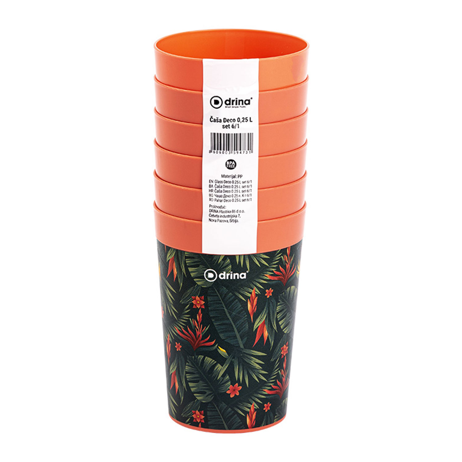 Drina čaša Deco 0,25L set 6/1 