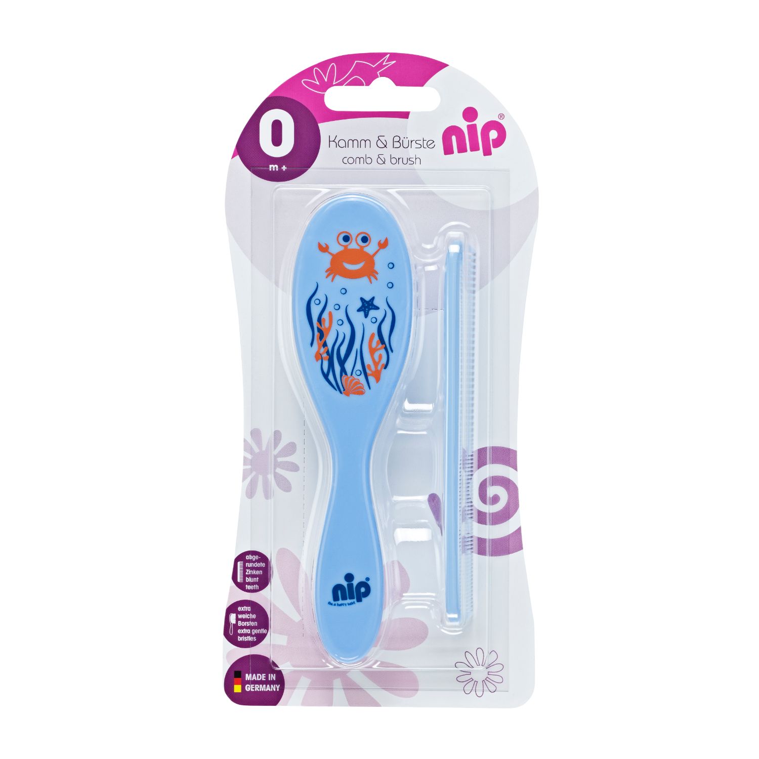 Nip set četka i češalj roze/plava