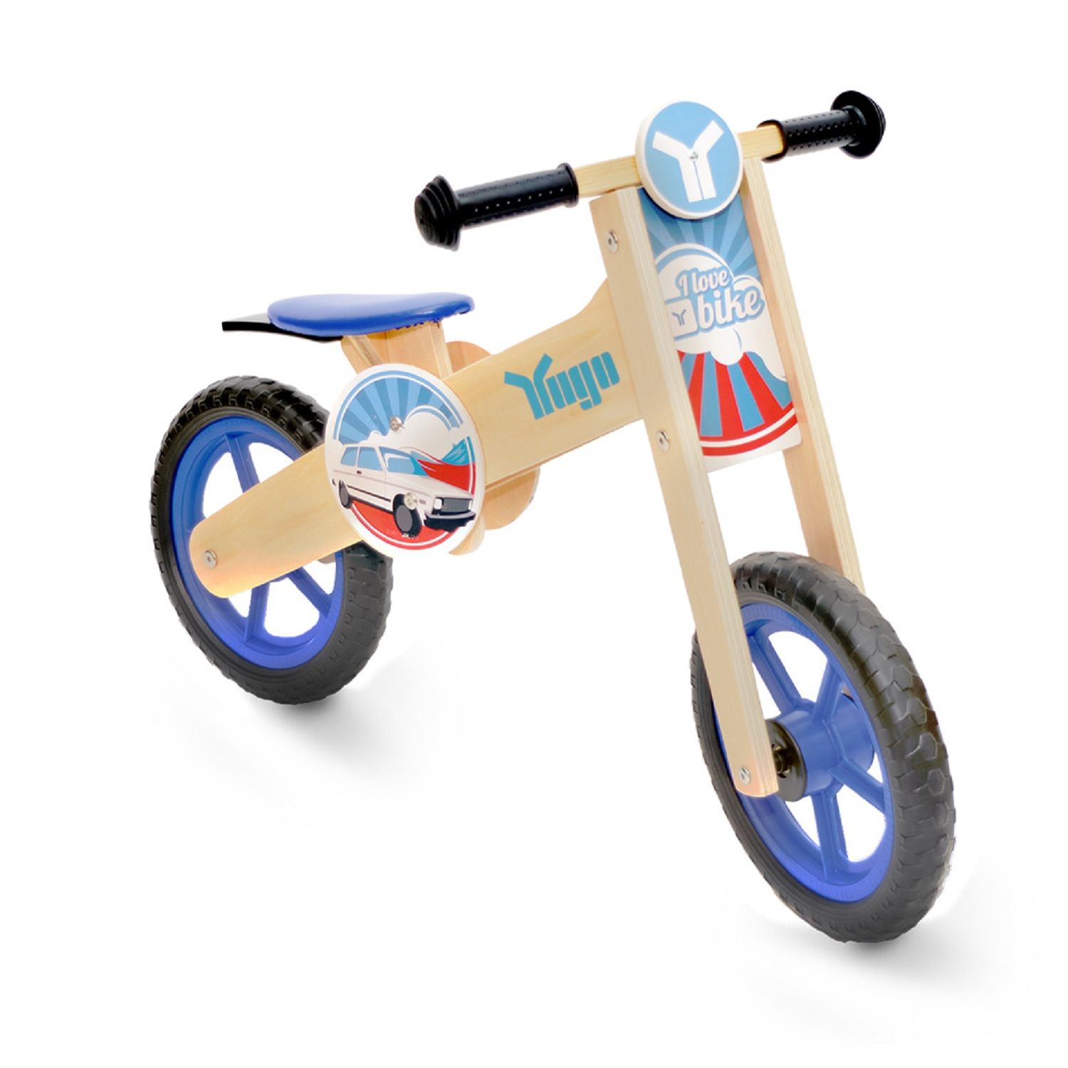 Yugo Wooden Balance Bike Blue