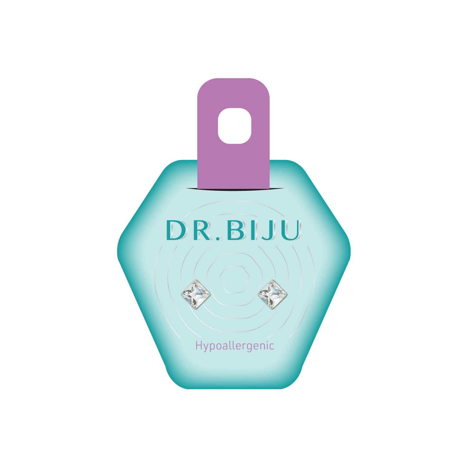Dr.Biju minđuše 6.0mm providne kvadrat DSQ60C001 