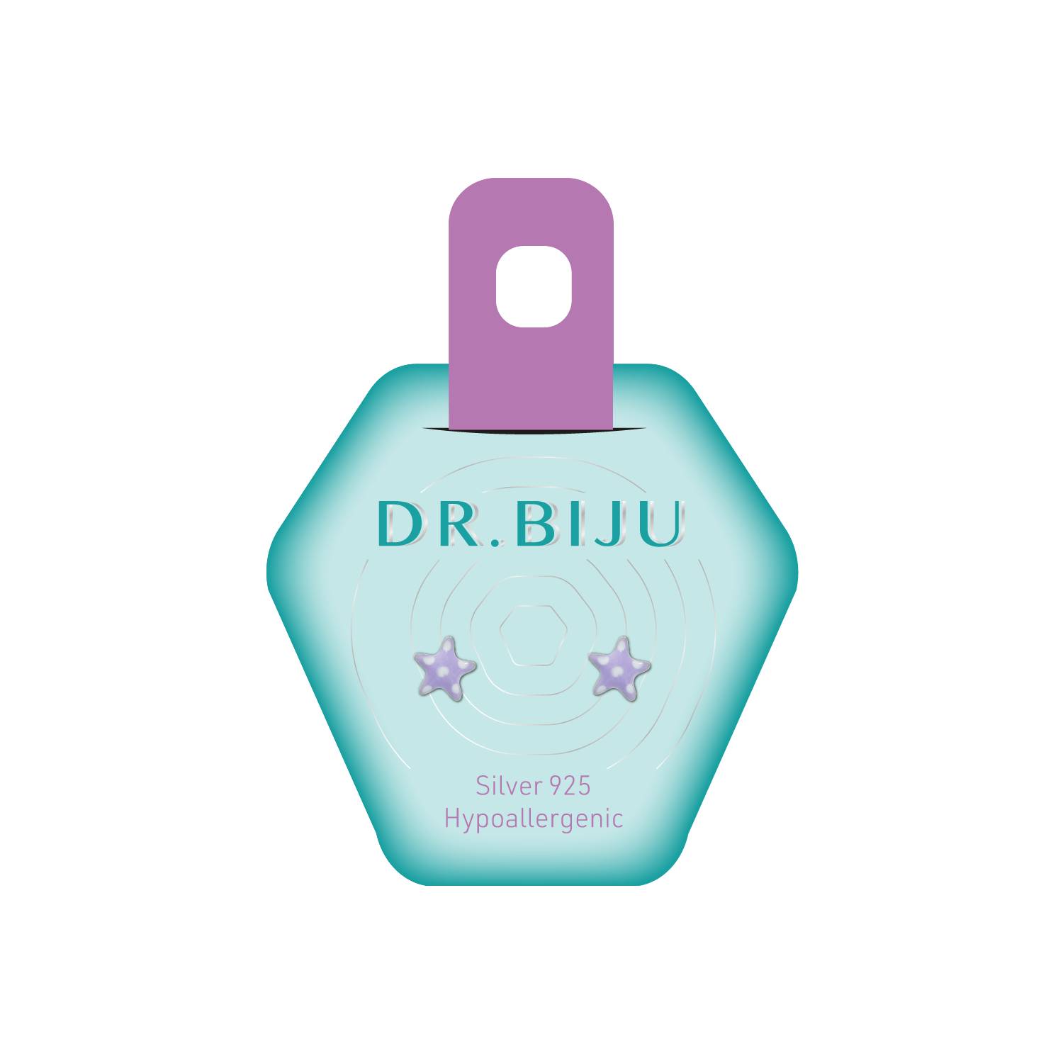 Dr.Biju minđuše 6.0mm lila zvezdica DST60S005