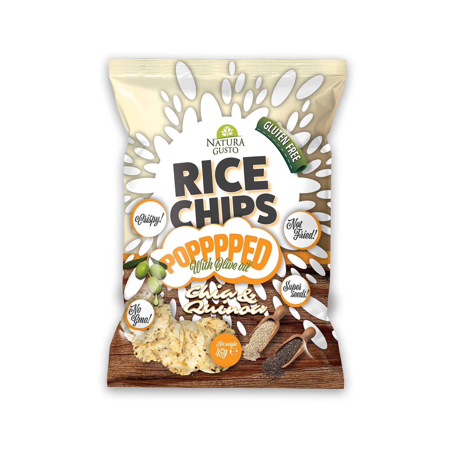 Natura Gusto pirinčani čips chia i kinoa 45g