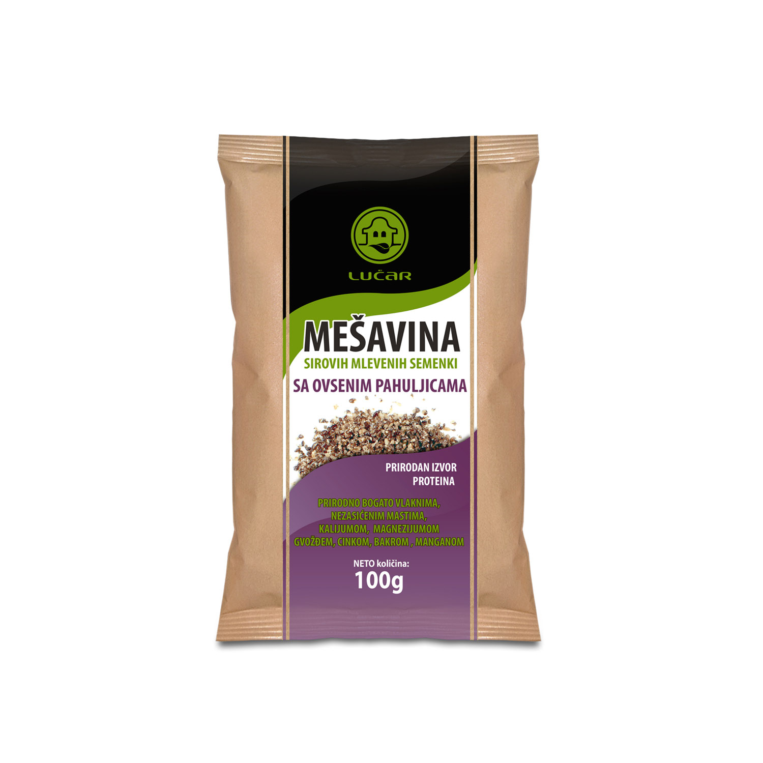 Lučar mešavina sirovih ml.sem. sa ovs.pahulj. 100g