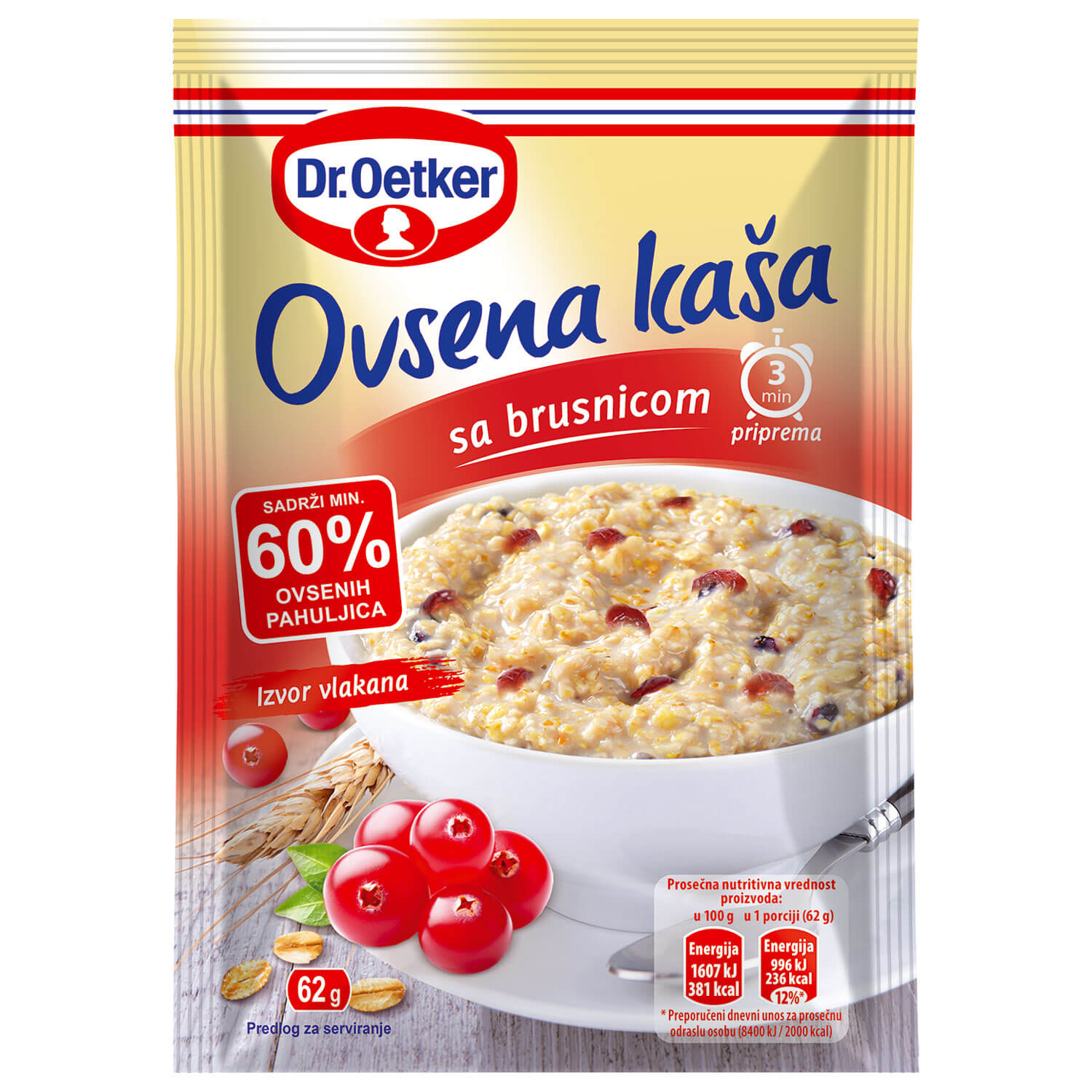 Dr.Oetker ovsena kaša sa brusnicom 62g
