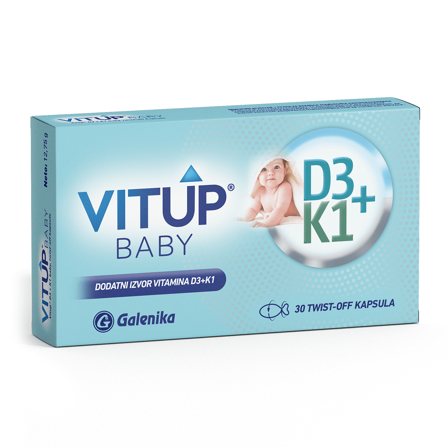 VitUp baby D3 + K1 twist off kaps. 30kom