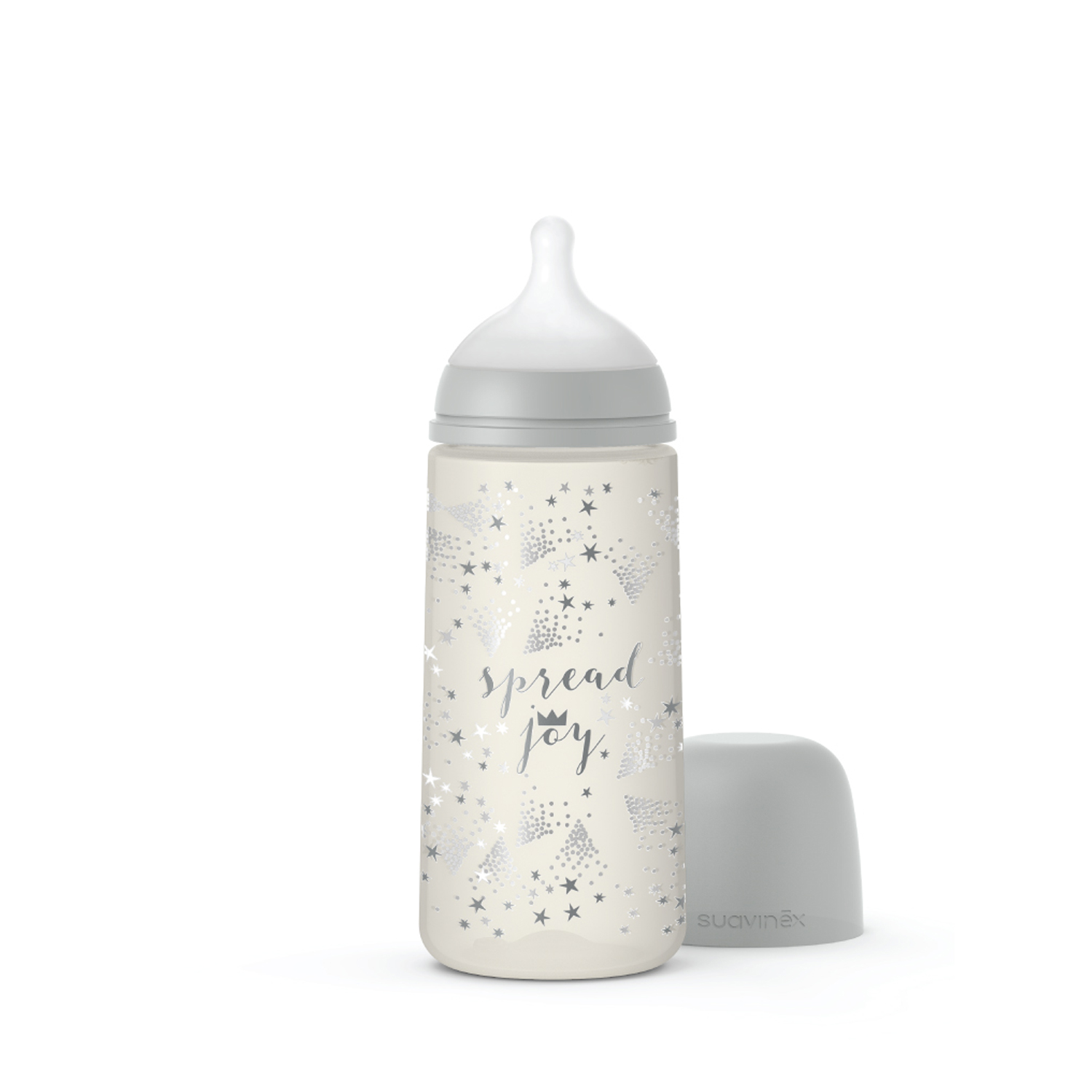 Suavinex flašica brzi protok, 360ml, siva, 6m+