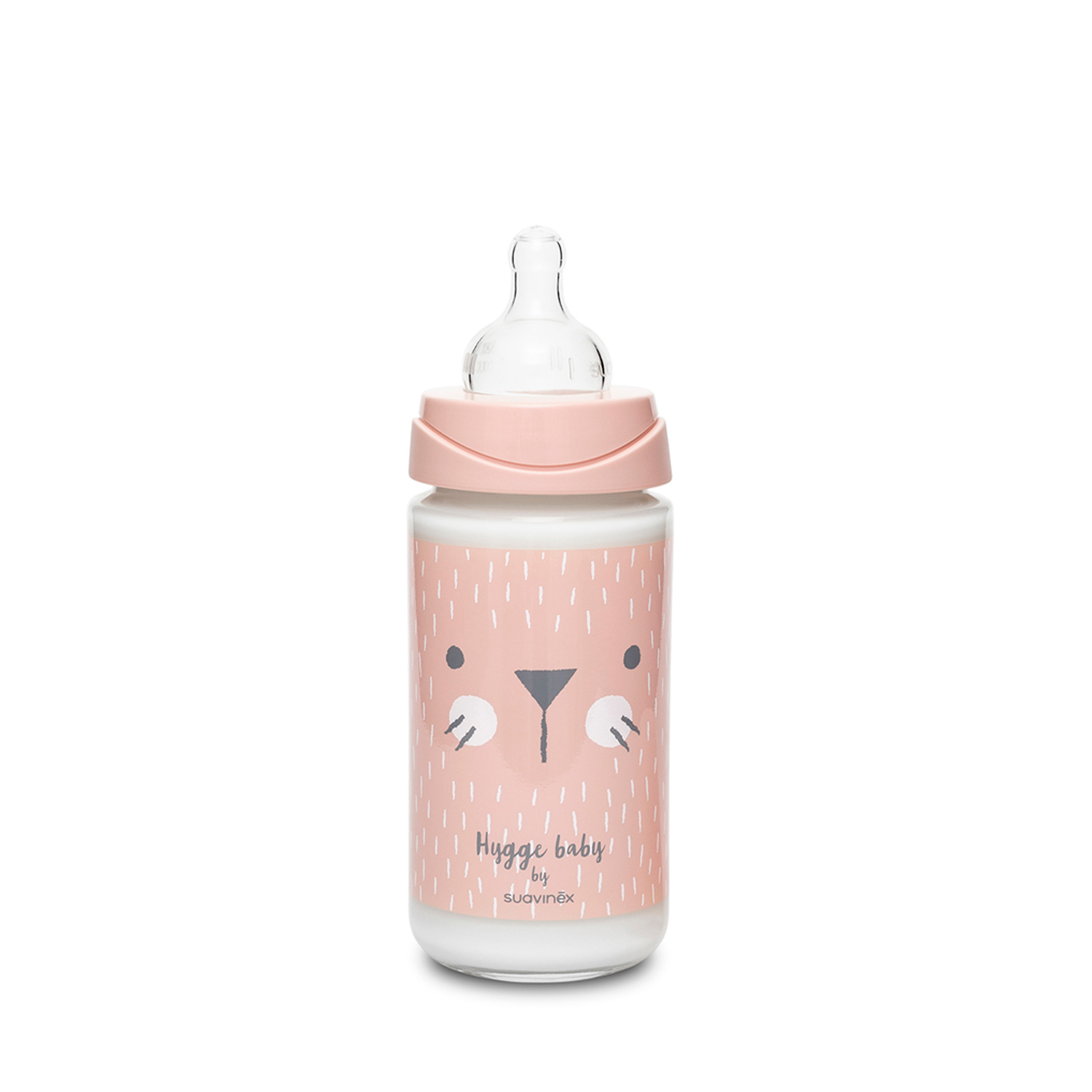 Suavinex flašica stakl 3 protoka 240ml roze 0m+ 