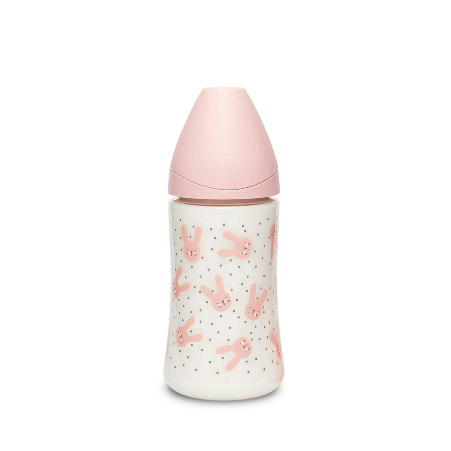 Suavinex flašica stakl 3 protoka 270ml roze 0m+ 