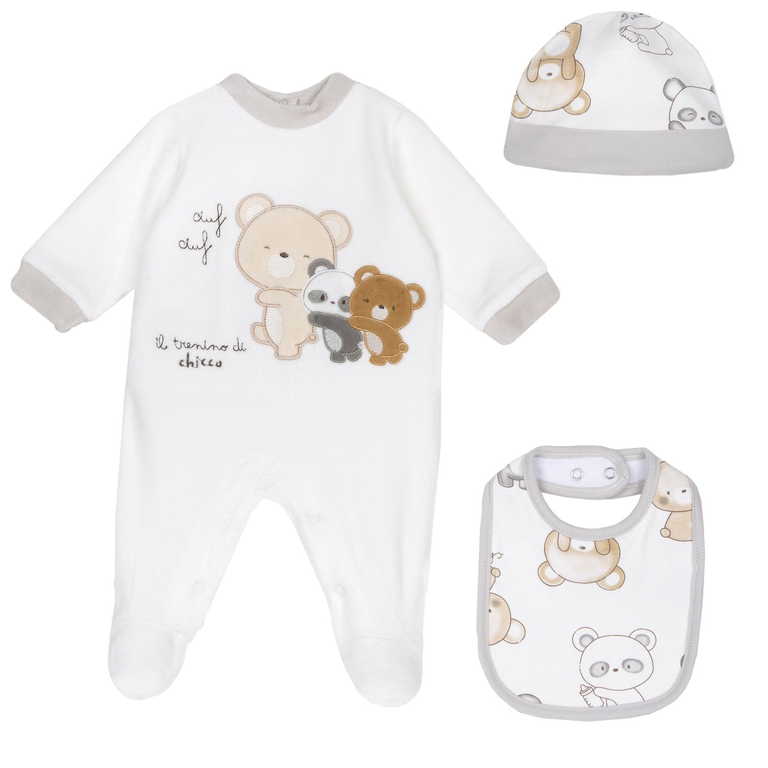 Chicco komplet 3/1 (zeka, portikla, kapa), unisex