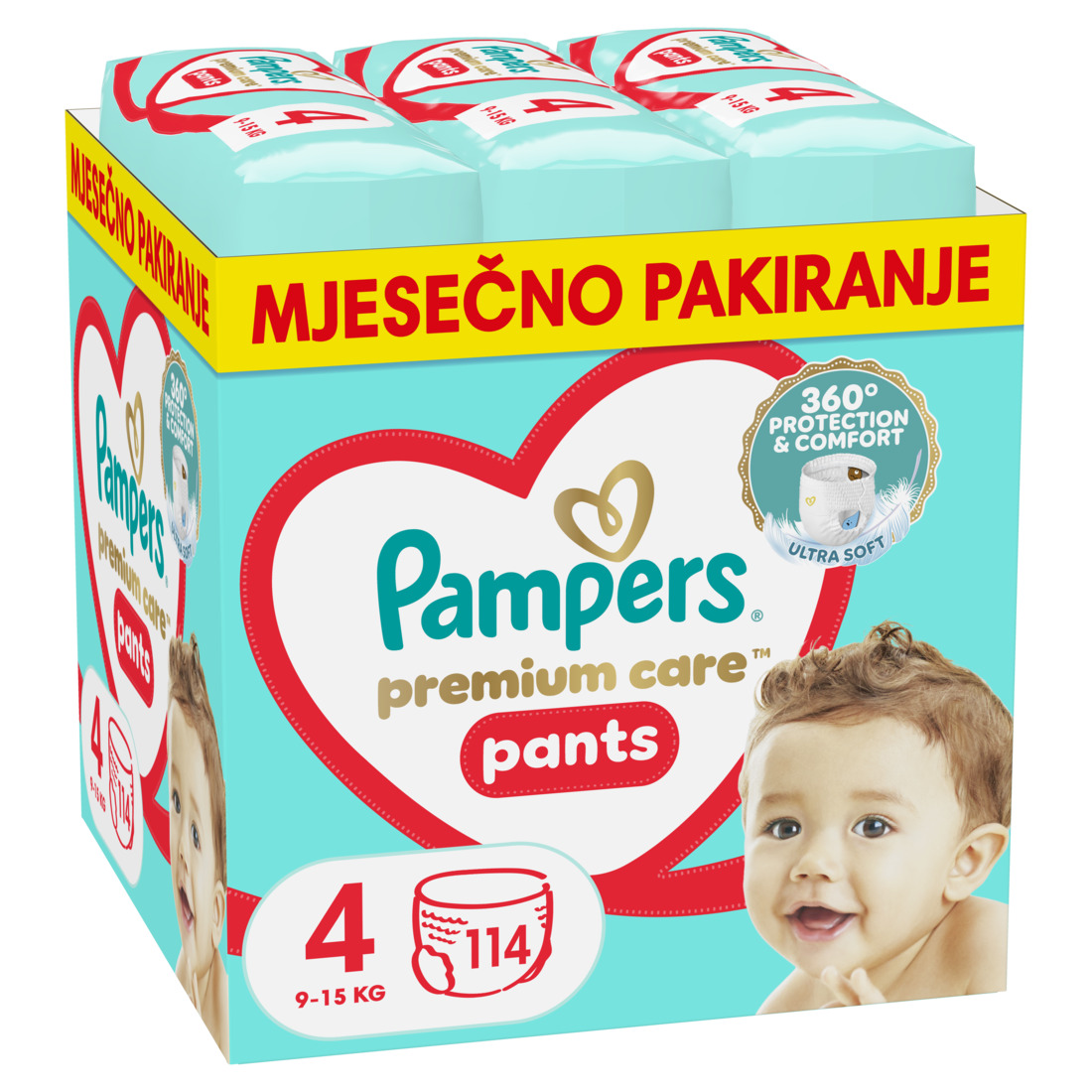 Pampers pants pelene monthly 4 prem. 9-15kg 114kom