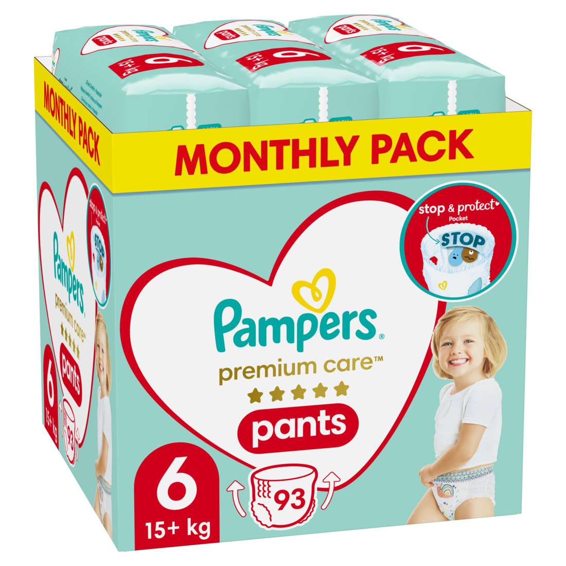 Pampers pants pelene monthly 6 prem. 13-19kg 93kom