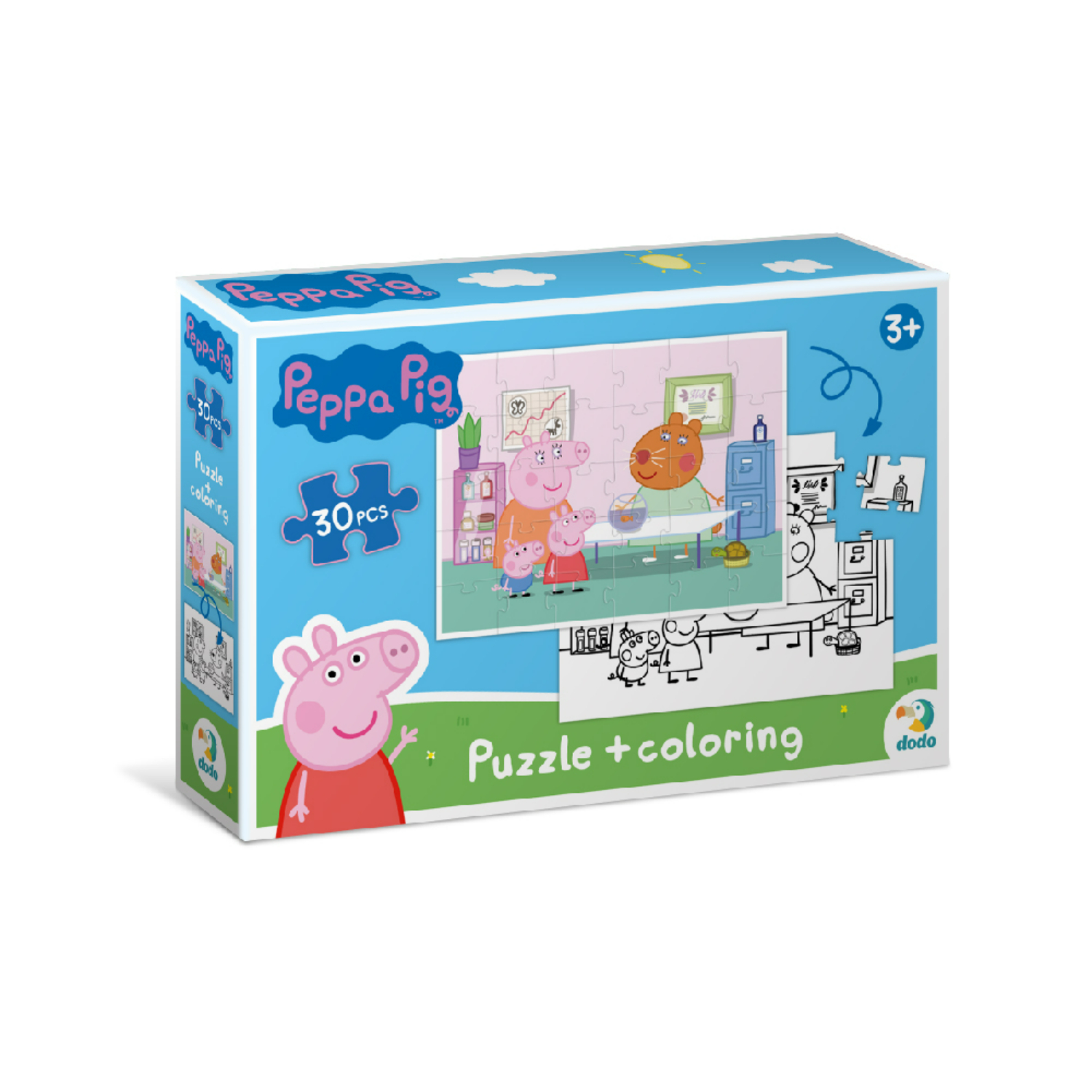 Dodo Peppa puzzle+bojanka 2u1 porodica, 30 komada