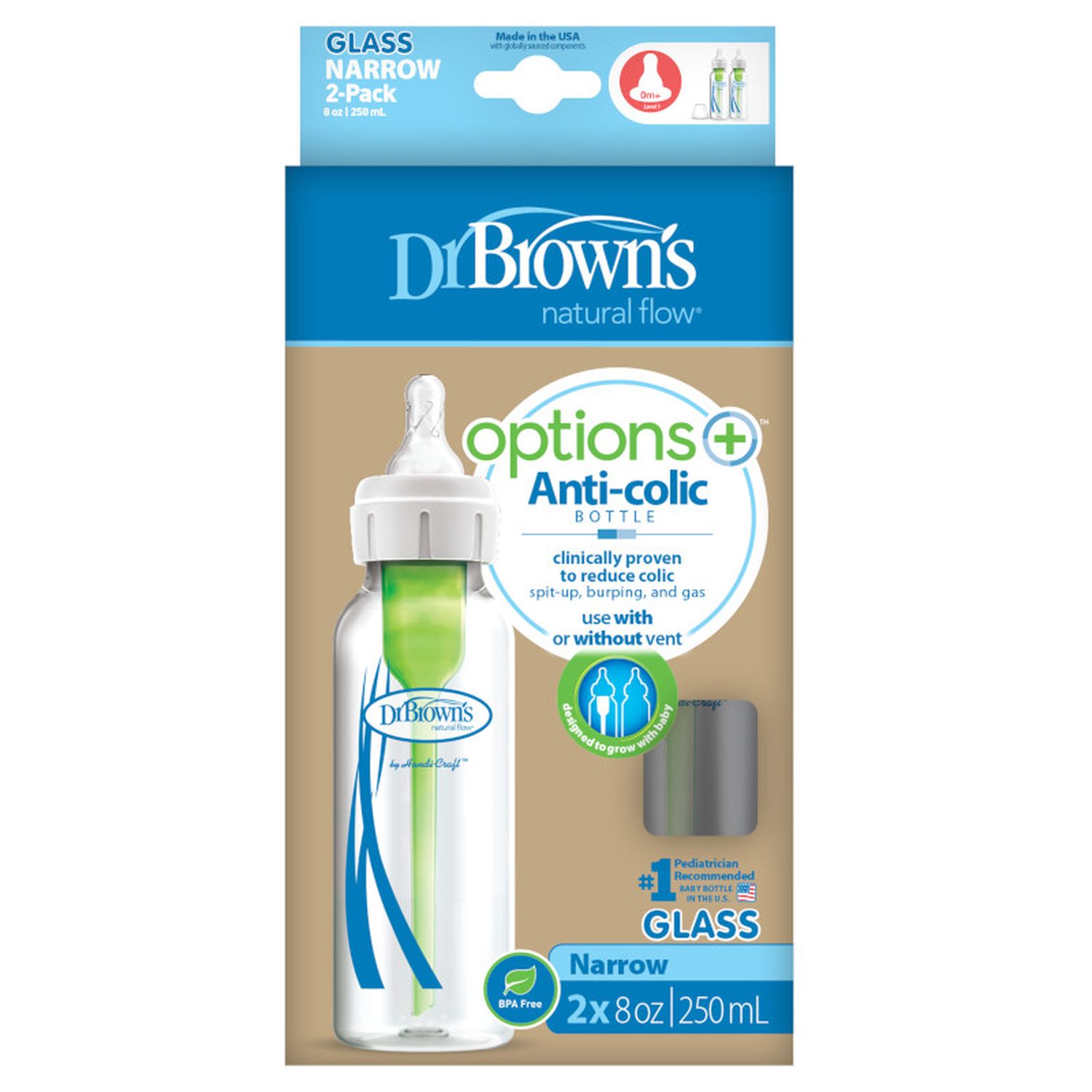 Dr.Browns staklena flašica standard opt 2kom 250ml
