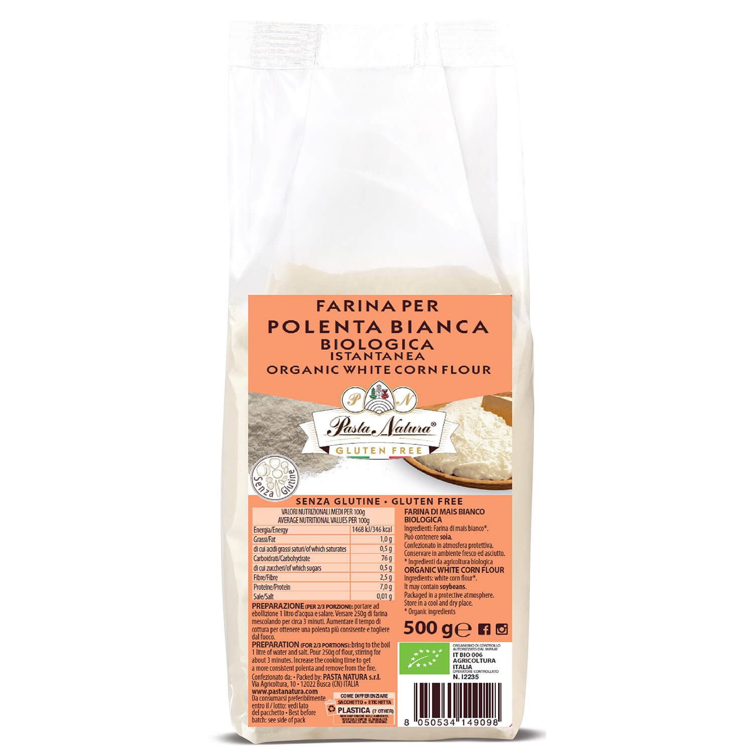 Pasta Natura org palenta od zrna bel kukuruza 500g