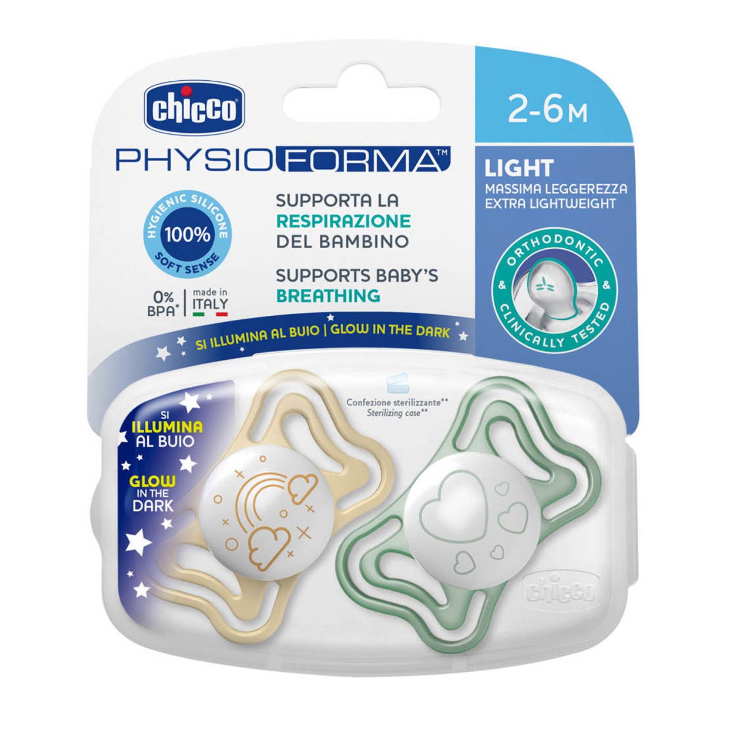 Chicco laža Light noćna, silikon,2-6m,2kom