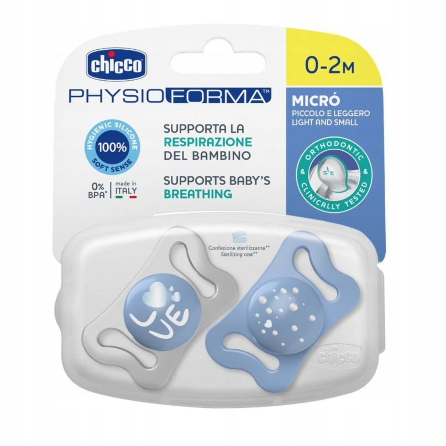 Chicco laža Micro,silikon,0-2m,plava,2kom