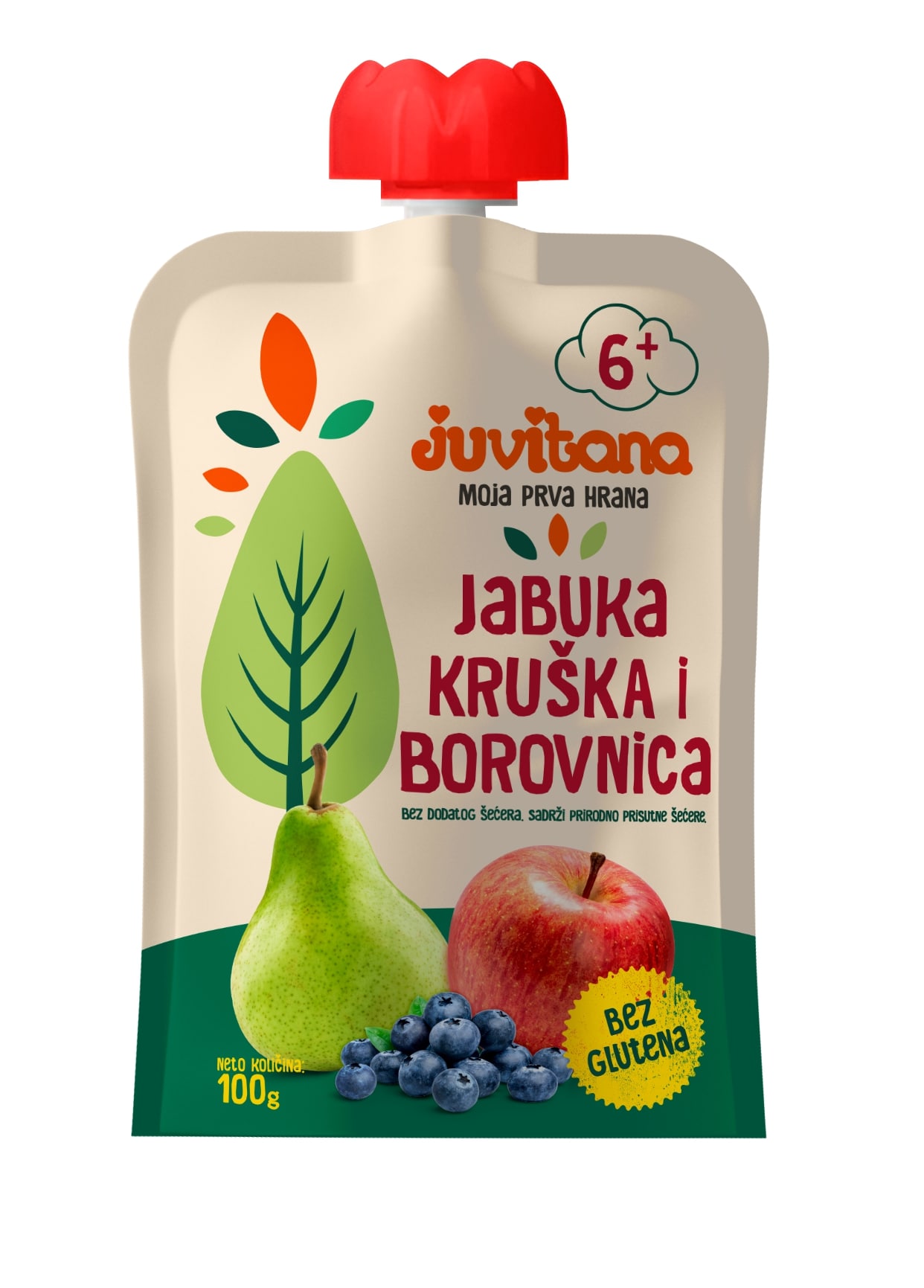 Juvitana pouch jabuka kruška i borovnica 100g