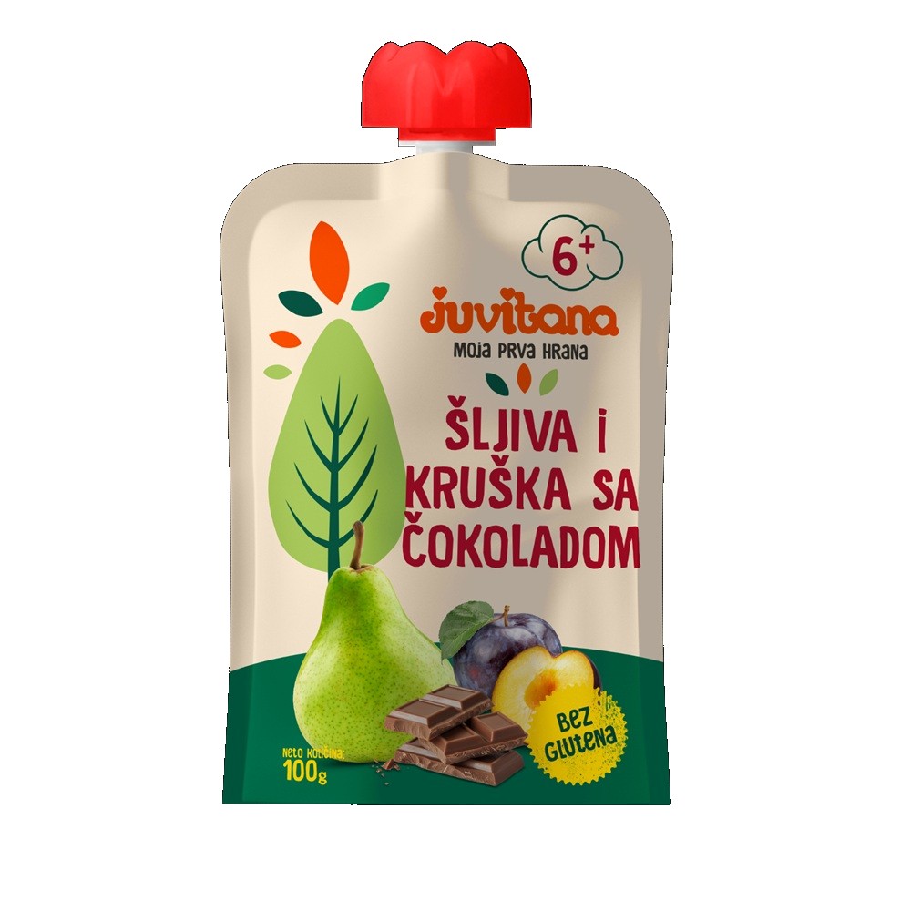 Juvitana pouch šljiva i kruška sa čokoladom 100g 