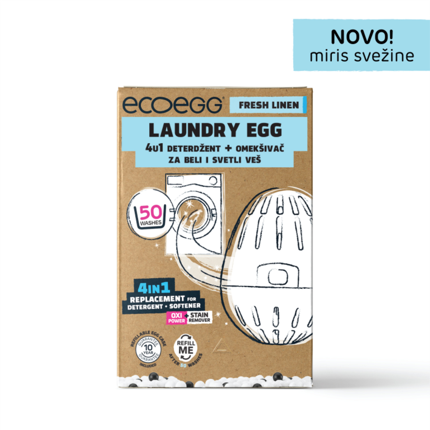 Ecoegg deterdž.beli/svetli veš mir.svež,50 pranja 