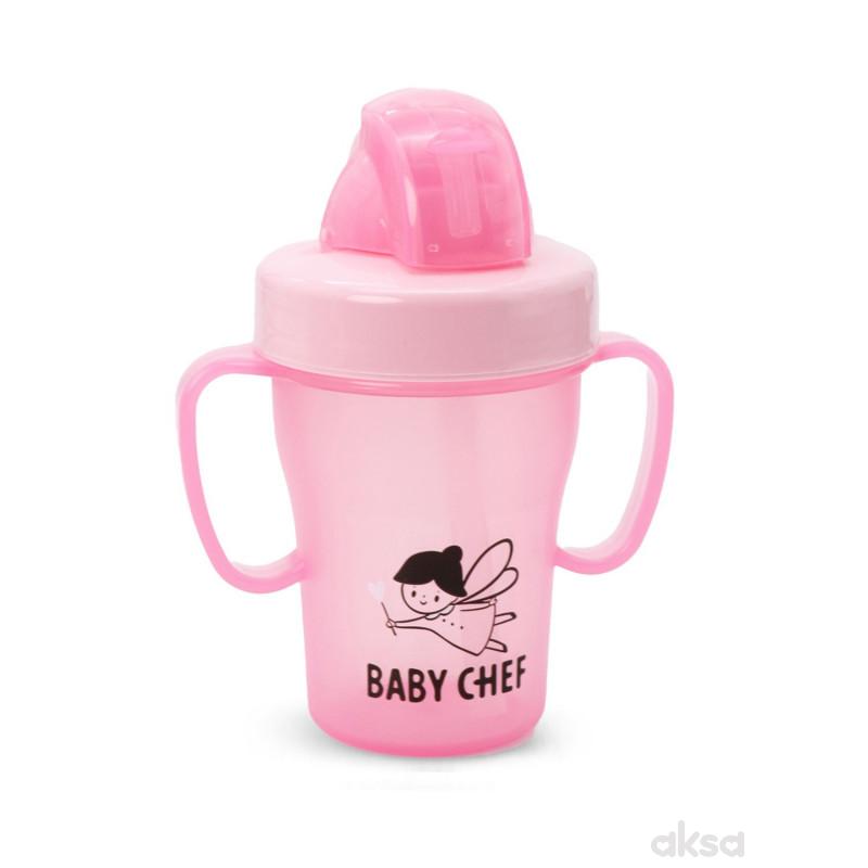 Baby Chef no-spill sa slamčicom 200ml, 9m+, roze