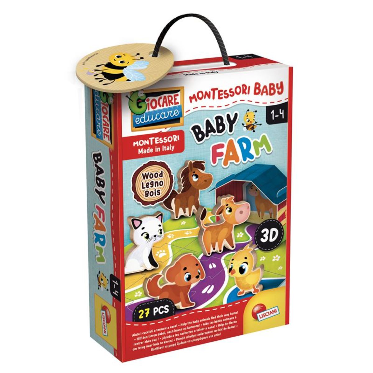 Montesori baby drvena slagalica farm 27pcs