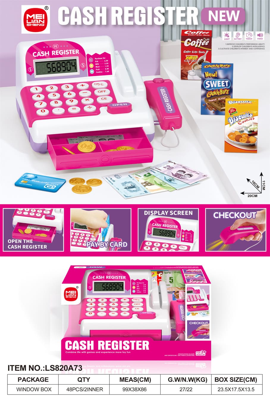 Hk Mini igračka kasa, roze
