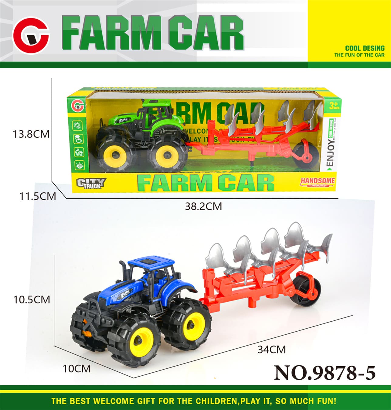 Hk Mini igračka farmerski traktor, plavo-crveni