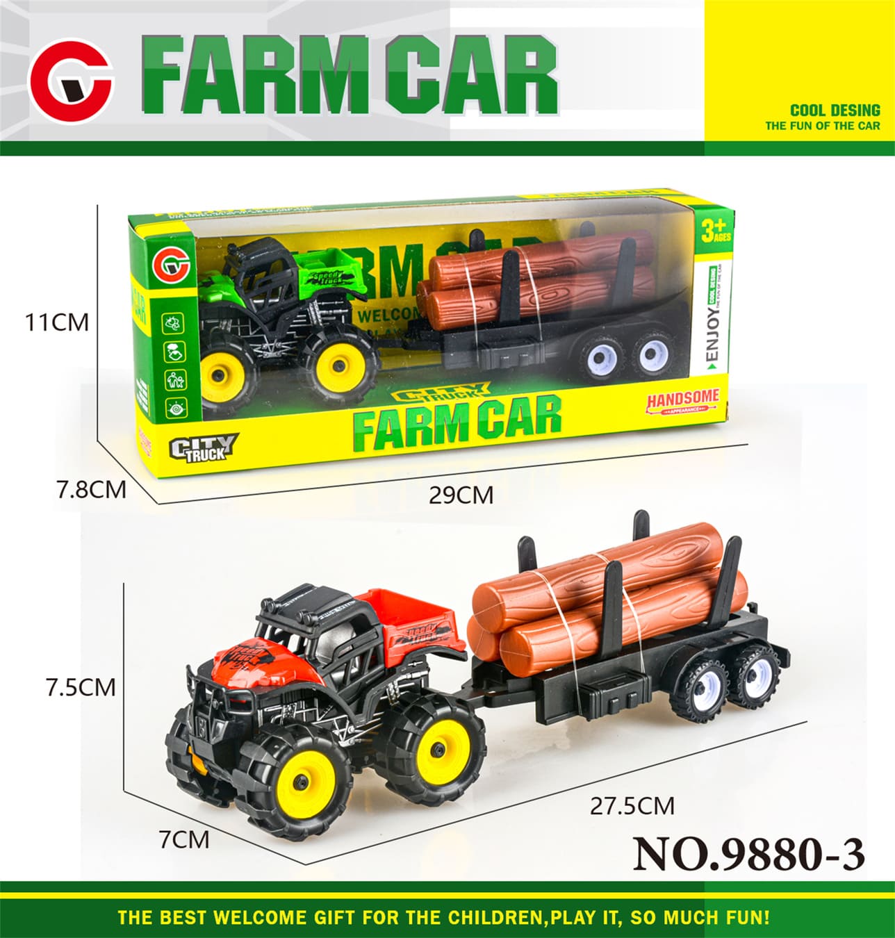 Hk Mini igračka farmerski traktor, crveni
