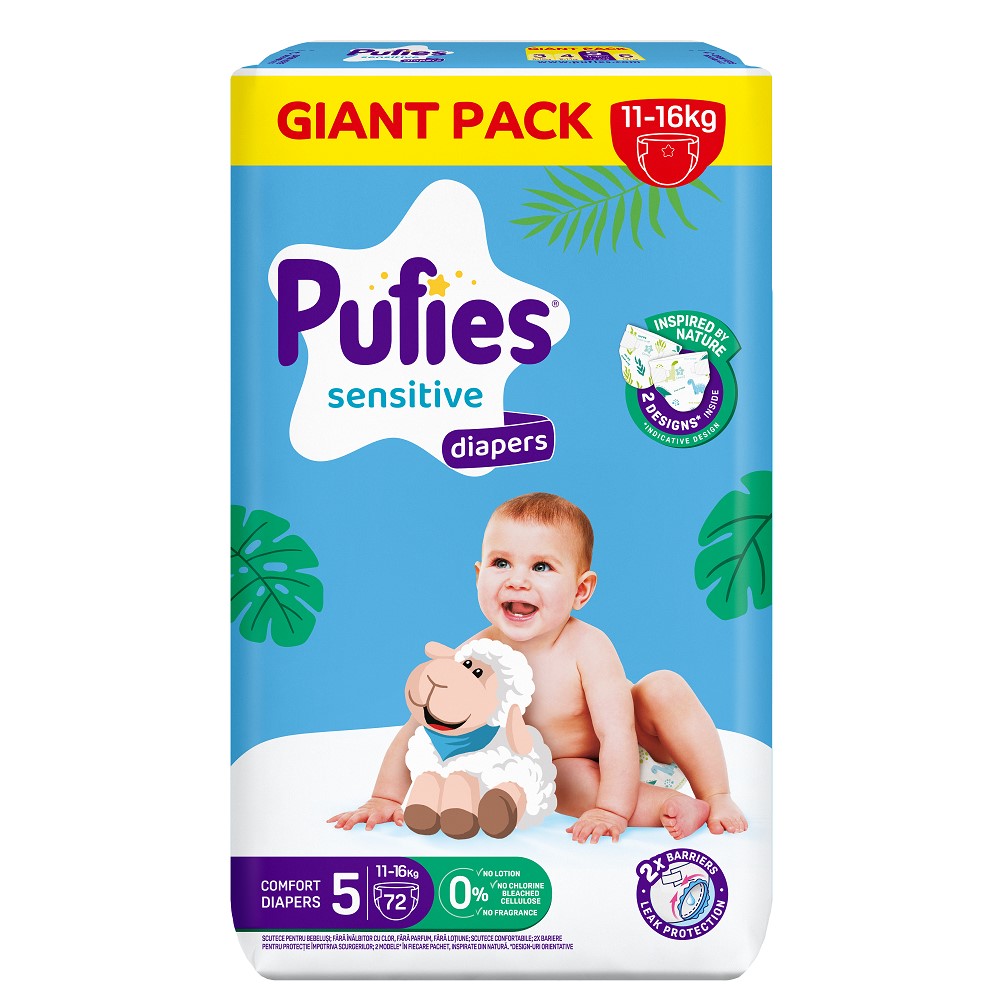 Pufies pelene sensitive GP 5 junior 11-16kg 72kom 