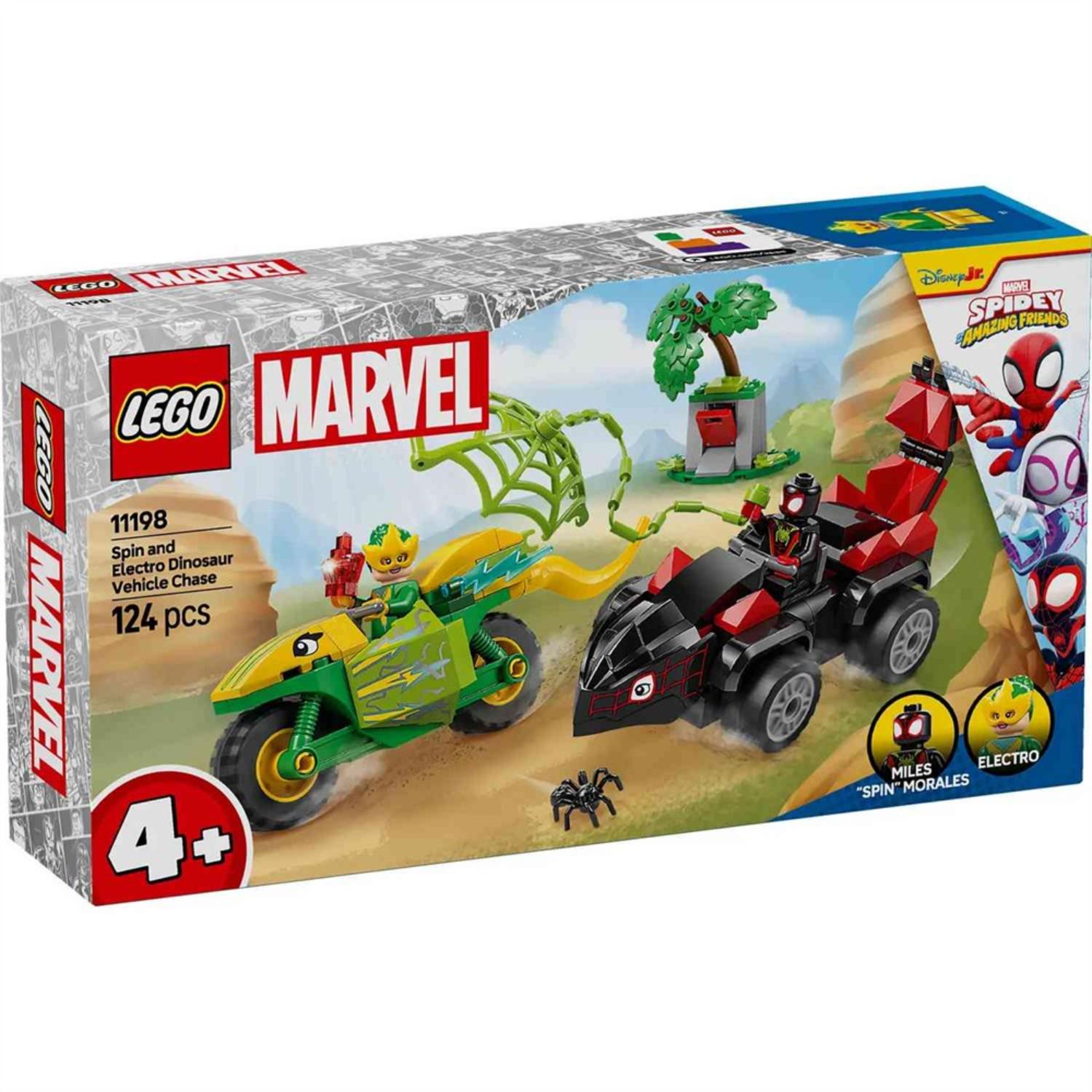 Lego spidey spin & electro dinosaur vehicle chase