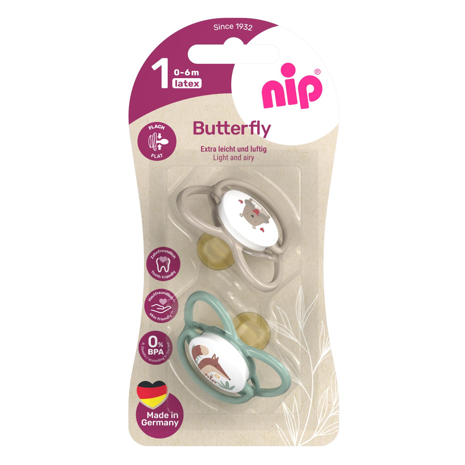 Nip Butterfly laža, kaučuk, mix boja, 0-6m 