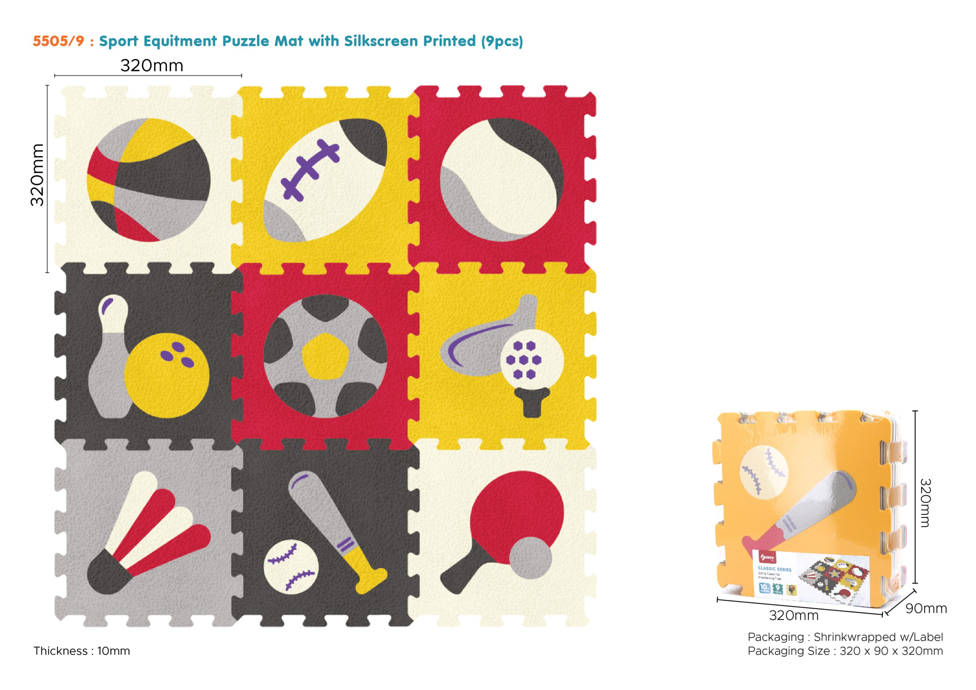 Sunta podne puzzle sportske lopte, 9 kom 