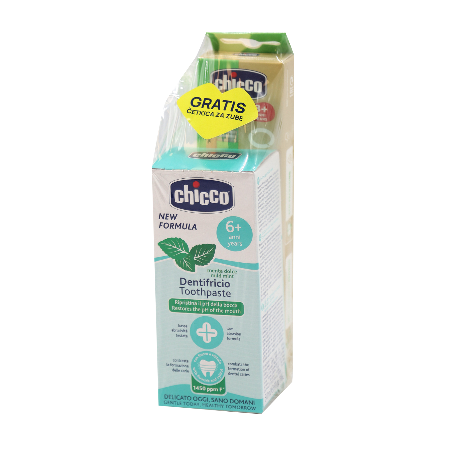 Chicco kopak bamboo četkica+Chicco pasta mint