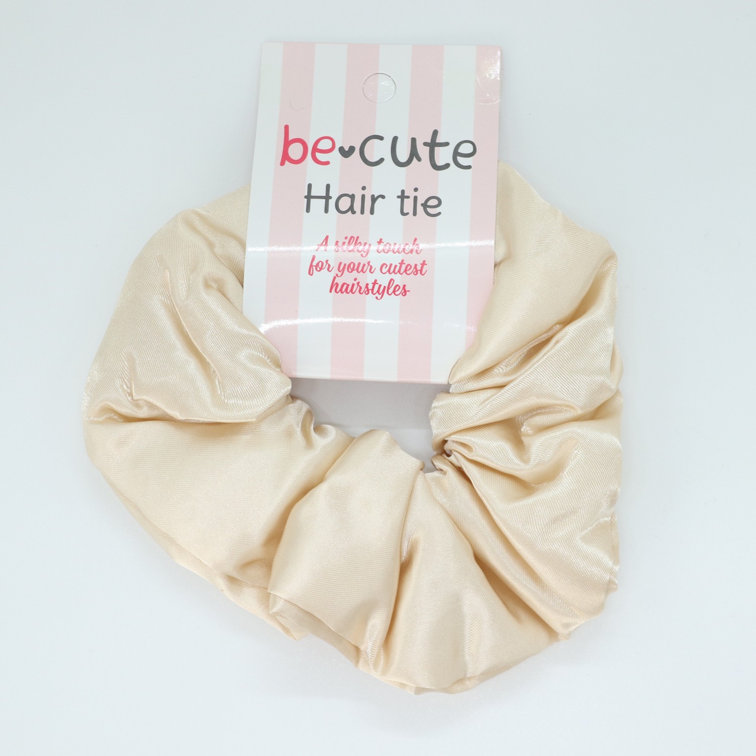 Be Cute Satenska gumica za kosu, krem bela 