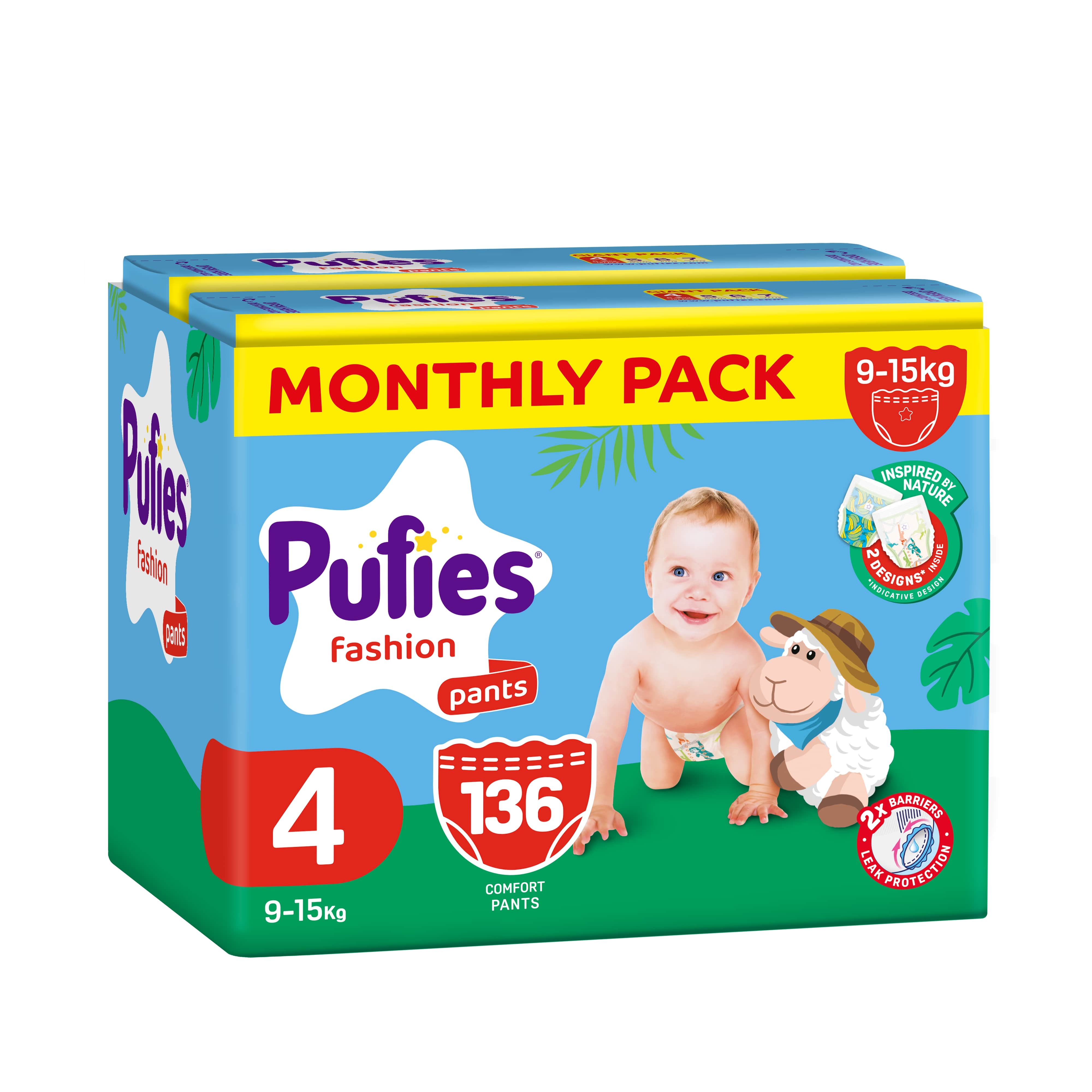 Pufies pelene monthly pants 4 maxi 9-15kg 136kom