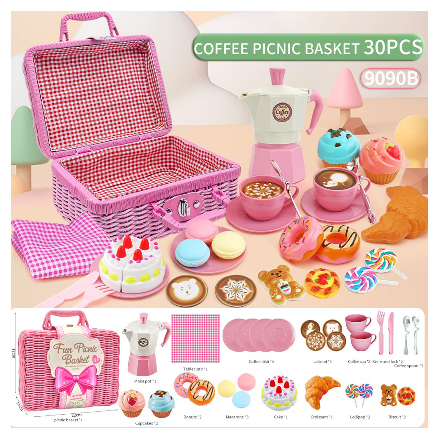 HK Mini igračka kofer za piknik, roze 