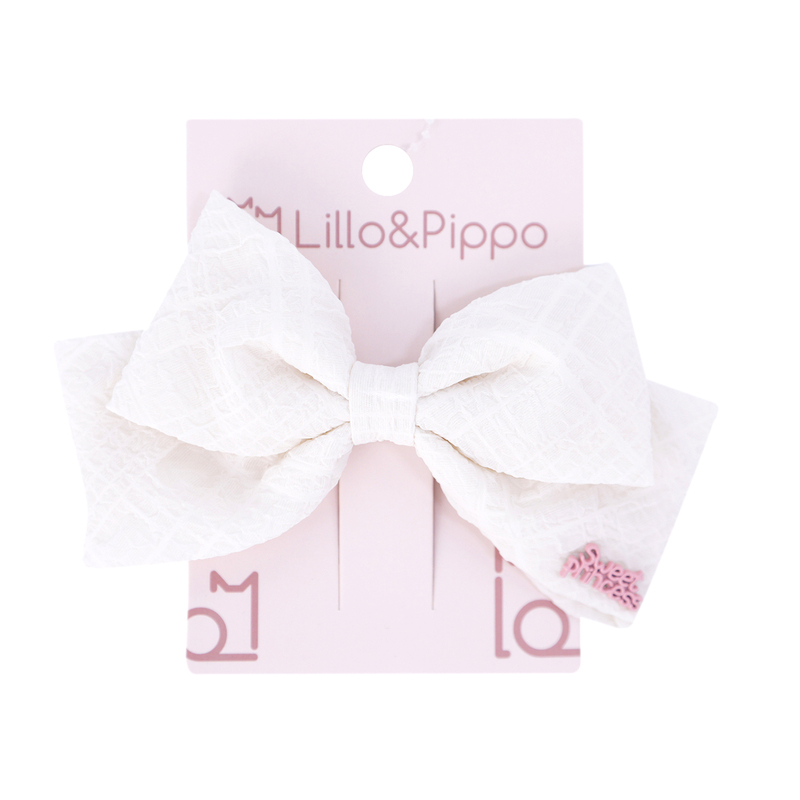 Lillo&Pippo, šnalica za kosu mašnica, bela