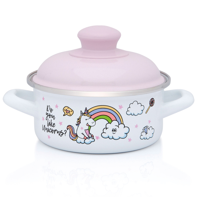 Metalac plitka šerpa 14cm/1l sa poklopcem Unicorns 
