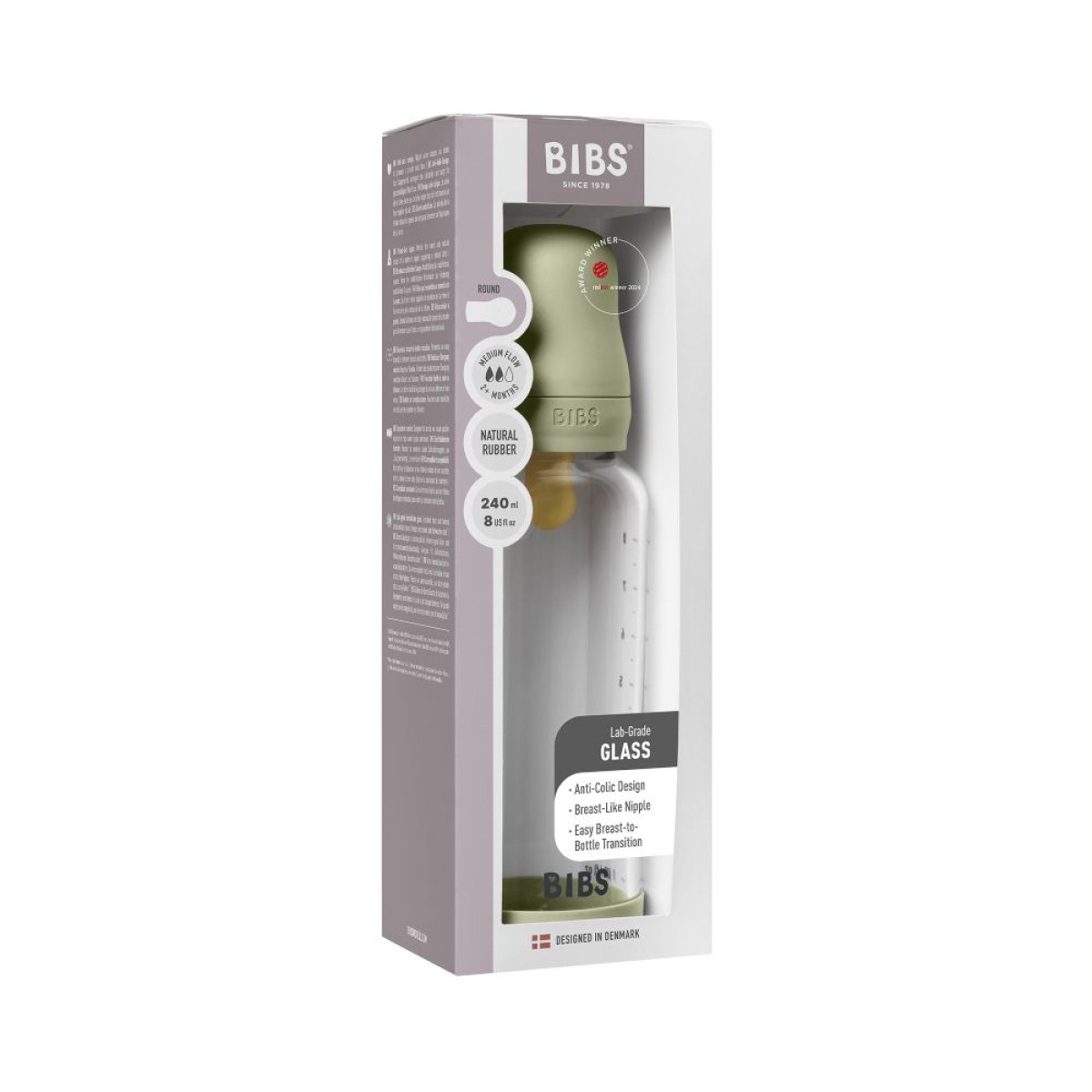Bibs staklena flašica 240 ml Sage