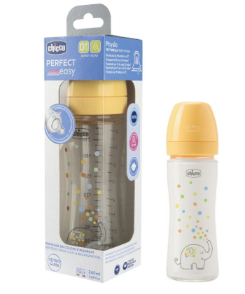 Chicco PE staklena flašica,uni,silikon,240ml 